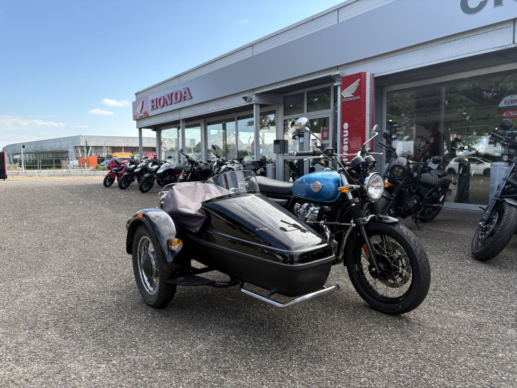 ROYAL ENFIELD INTERCEPTOR SIDE-CAR COLORIS VENTURA BLUE - HAGUENAU